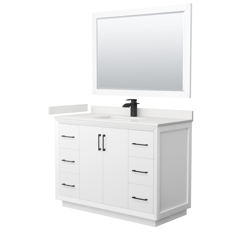 Strada 48'' W Single Vanity, Brushed Nickel, White, WDX13349