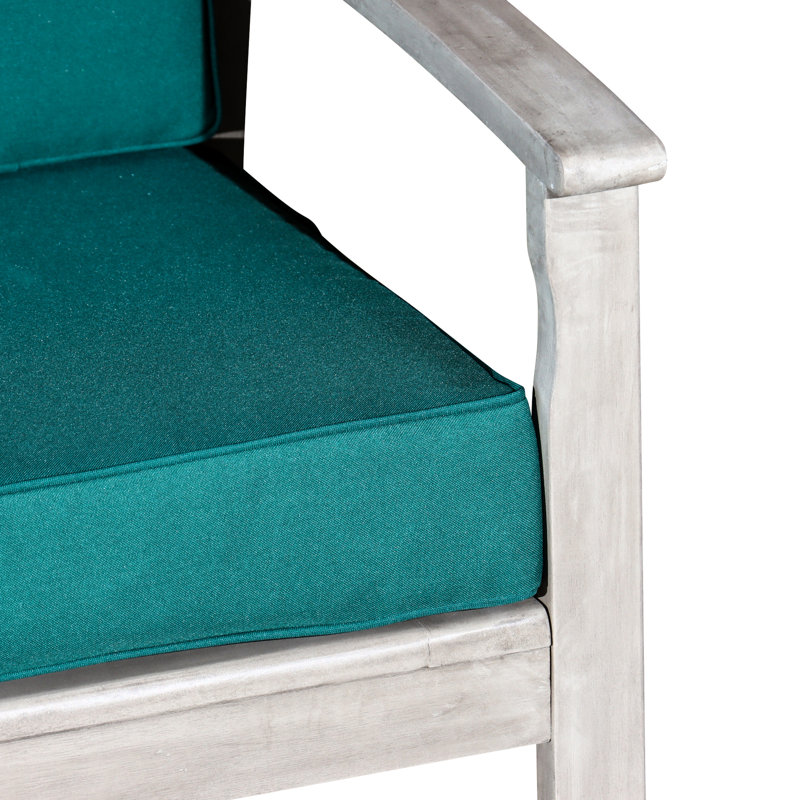 Eucalyptus avec coussins foncés, finition grise patinée - bois, dossier incliné pour relaxant, argent, marine, huile naturelle, élégant