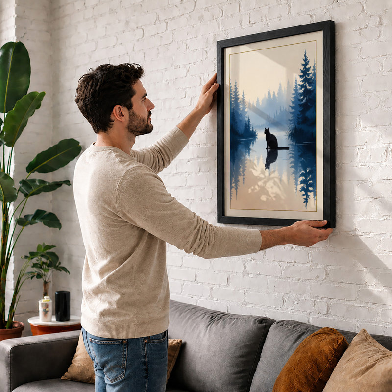 Quiet Reflection On Water Scandinavian - Print, A3 - 42.0 x 29.7 cm, White