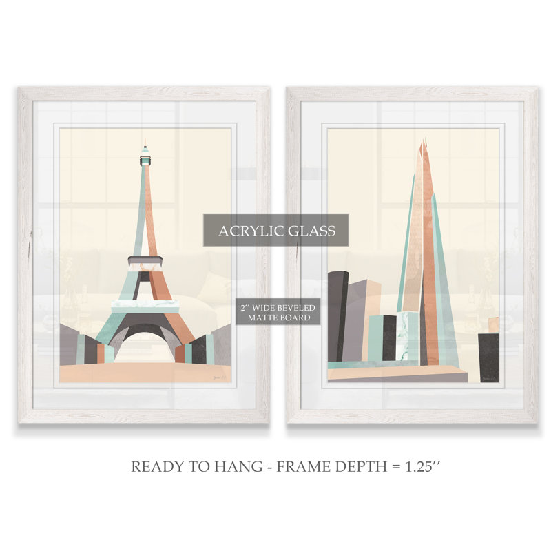 « graphicing architecture i » par antonyme bunjamin (abe)-ensemble de 2 reproductions d’art sur cadre photo, Blanc