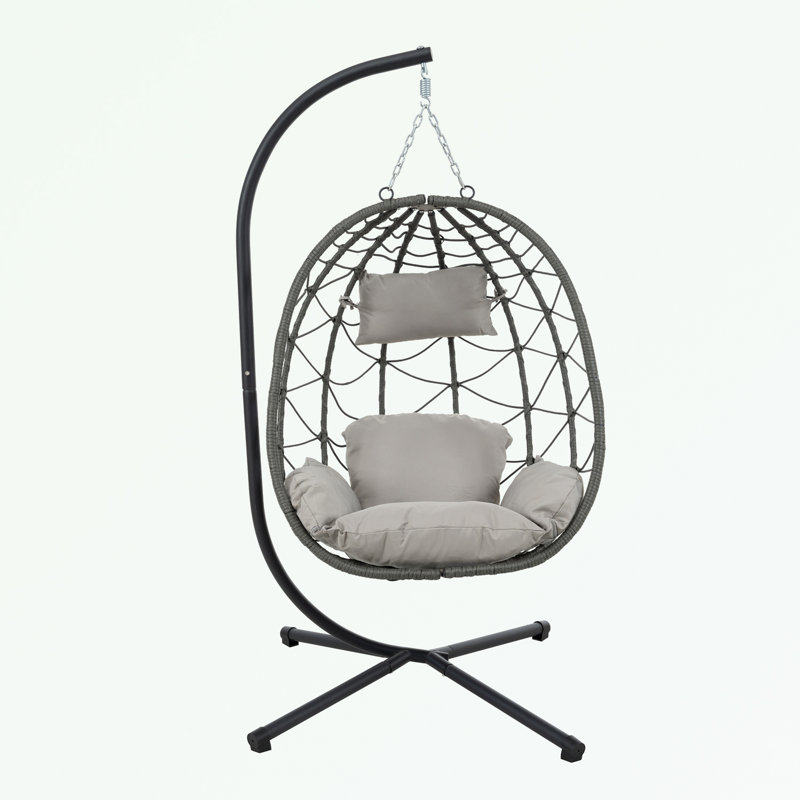 Fauteuil à œufs avec support et coussin moelleux, Gris clair