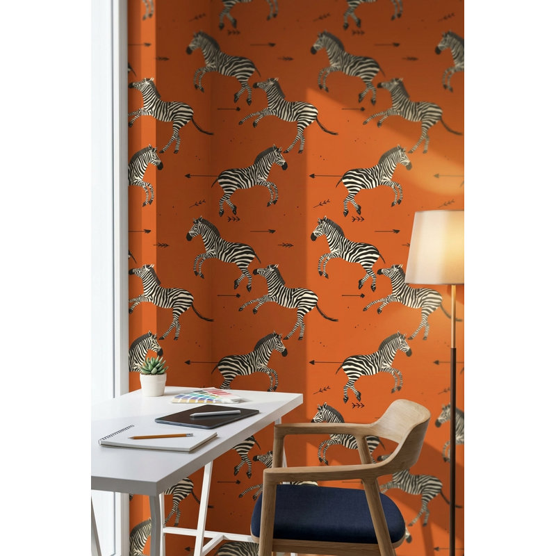 Papier peint zébré orange