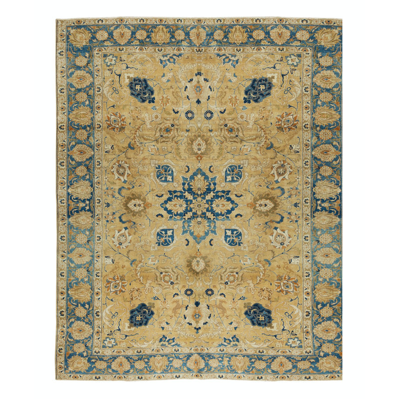 Hand Knotted Area Rug, Turkish Floral Pattern Carpet, 100% Wool