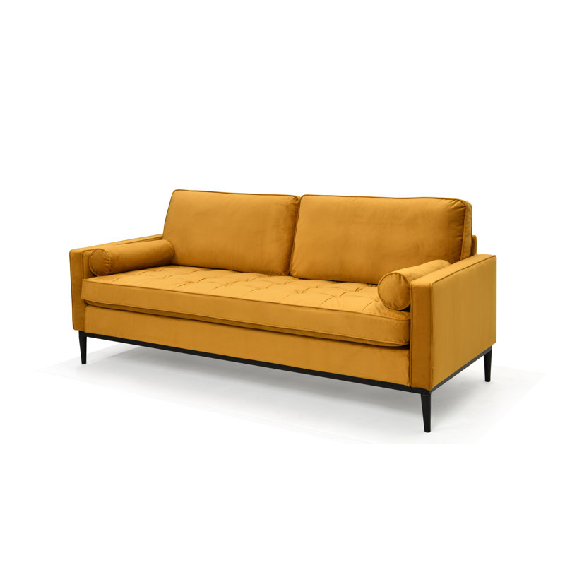 Birchanger 3 Seater Velvet Sofa, Orange/ Gold