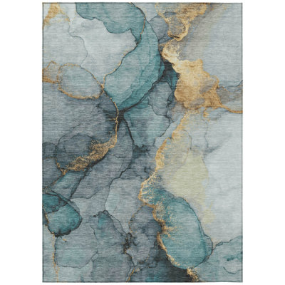 Machine Washable Indoor/Outdoor Chantille ACN2590 Abstract Rug
