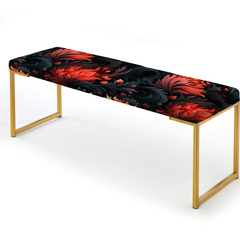 Ember Twilight Moody Patterns - Floral Upholstered Gold Bench
