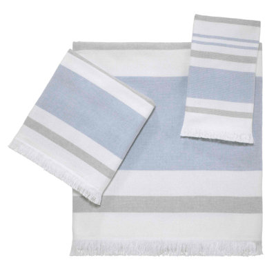Izod Clubhouse Stripe 3 - Piece Towel Set Guest Room Case Pack In Blue