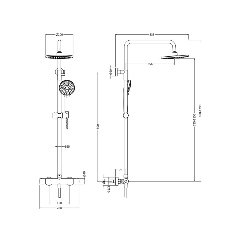 Mixer Shower with Fixed Shower Head
