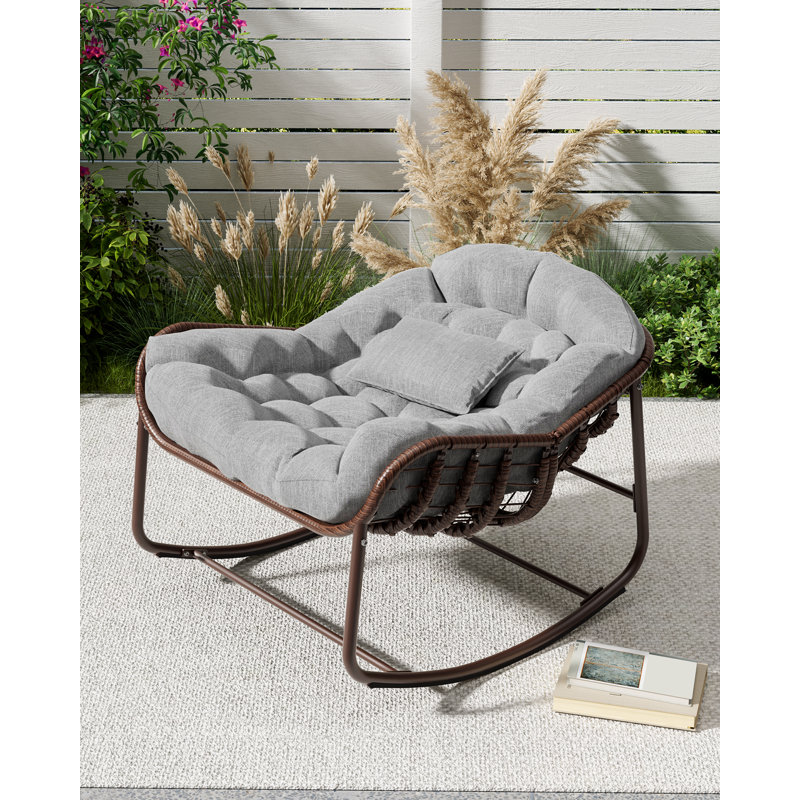 Fauteuil à bascule surdimensionné pour patio Patasan, Gris, Brown