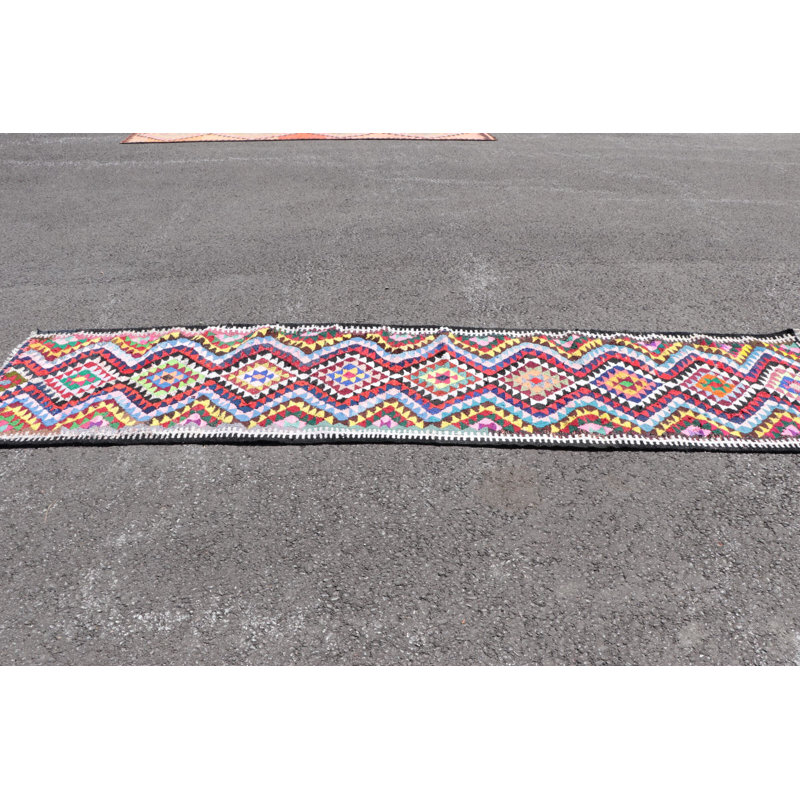 Tapis de couloir turc Herki tissé à la main en jaune vif pour une touche décorative unique dans la cuisine ou le couloir