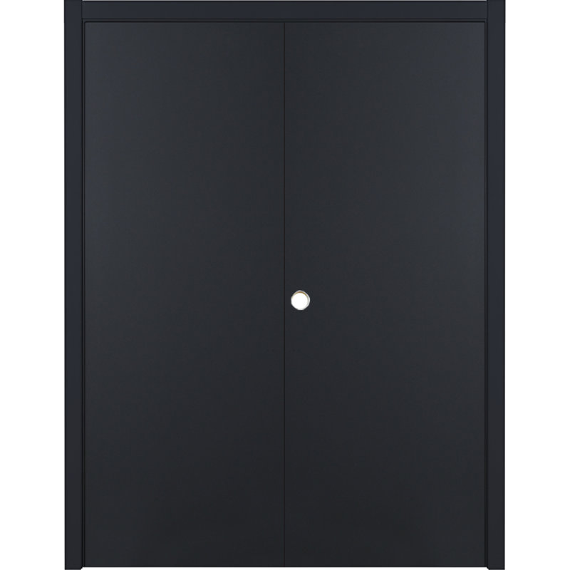 Glam G-Pro 001 - Porte intérieure double en stratifié noir doux pré-suspendu 36 po x 80 po, 36 po x 80 po, Oui