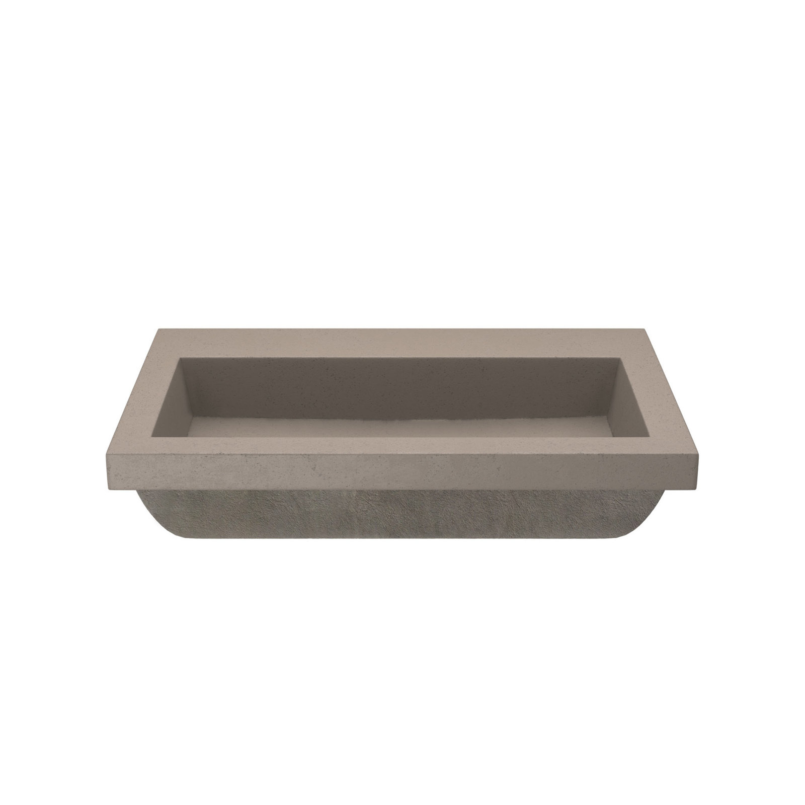 Trough Handmade Rectangular Drop-In Bathroom Sink, Earth, No Faucet Hole