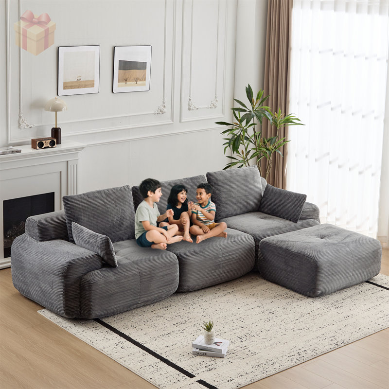 Canapé de salon luxueux en velours côtelé avec tissu confortable facile à nettoyer et sièges confortables pour les maisons modernes