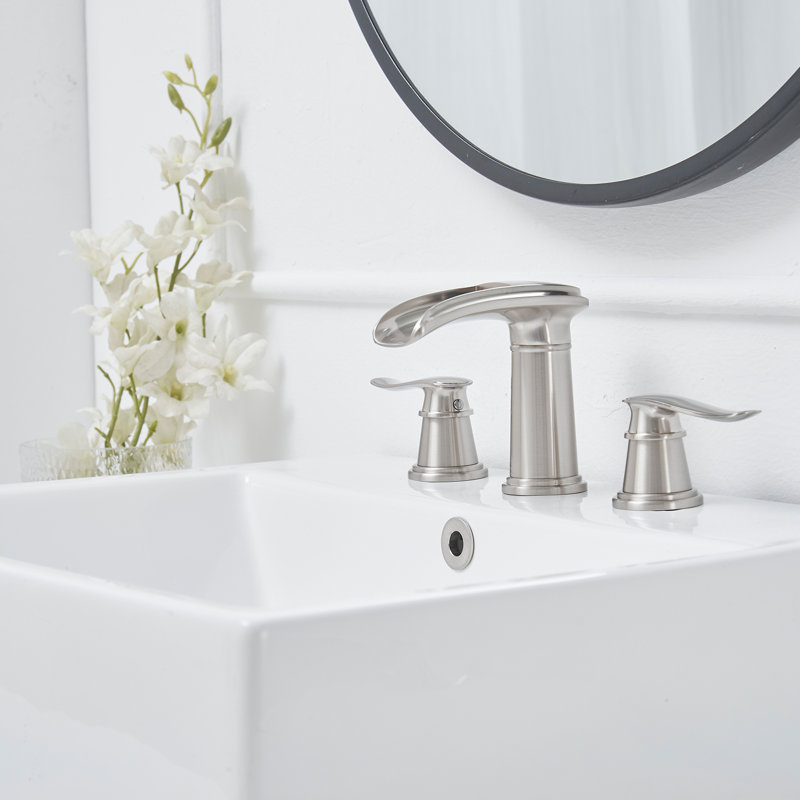 8 In. Waterfall Widespread 2-Handle Bathroom Faucet With Pop-Up Drain Assembly In Spot Resist Oil Rubbed Bronze