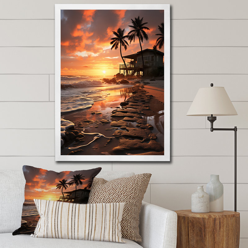Miami Sunrise Magic II sur impression sur toile, H 40 po x l 30 po x P 1,5 po, Cadre photo blanc