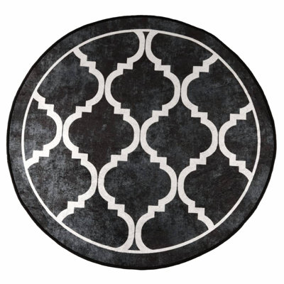 Haraldur Rug Washable Black and White Anti Slip
