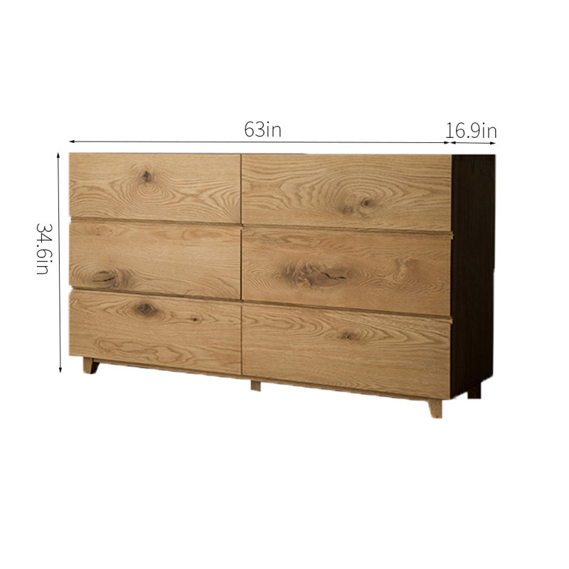 Jourden Solid Wood 63'' W 6 - Drawer Dresser
