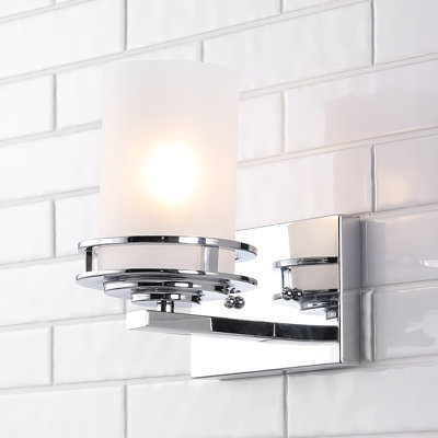 Amalio Metal/Frosted Glass Contemporary Glam LED Vanity Light
