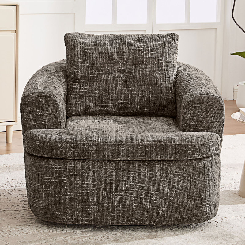 Swivel Sofa Chair Accent Barrel Chair, Brown