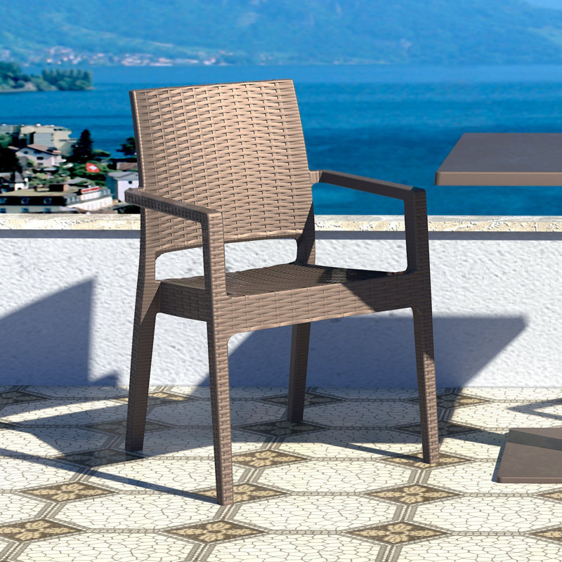 Hela Stacking Patio Dining Armchair, Brown