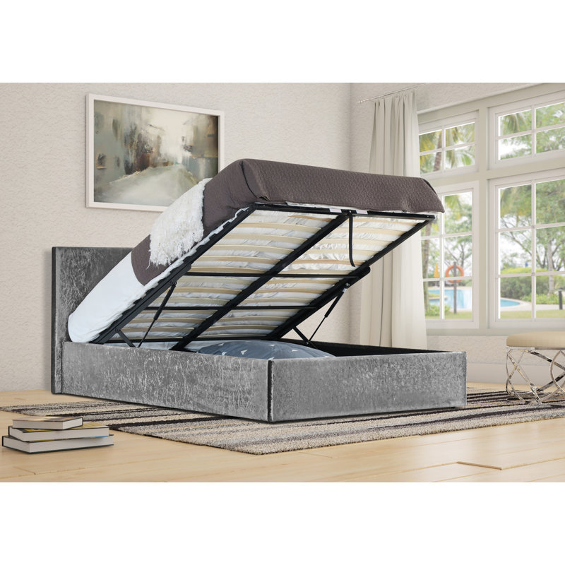 Dodson Upholstered Ottoman Storage Bed, Silver, Double (4'6)