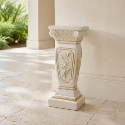 Floral Carved Roman Column Display Pedestal