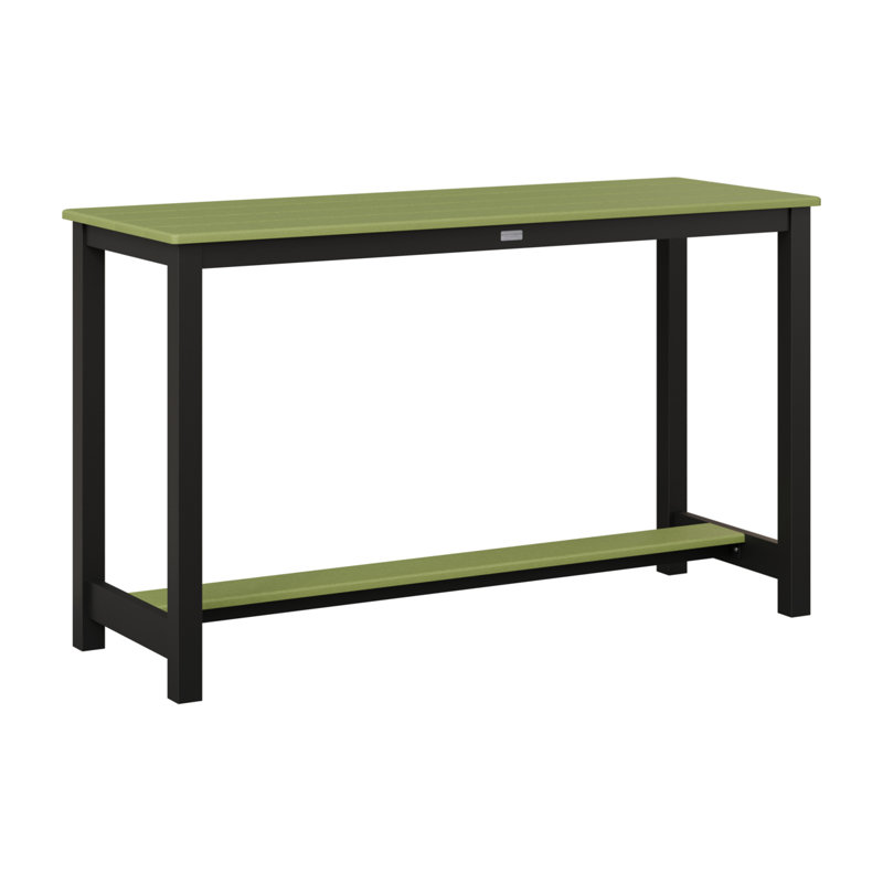 Balcony Outdoor Rectangle Bar Table, Matte Black, 35.5" H x 60" W x 22" D, Kiwi Green