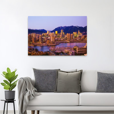 Vancouver Cityscape With River At Sunset, British Columbia, Canada Abstract Contemporary Architecture City Wall Art