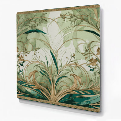 Botanical Art Nouveau Botanical Motifs Brown Metal Wall Art