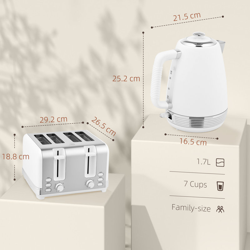 Kettle and Toaster Set, White
