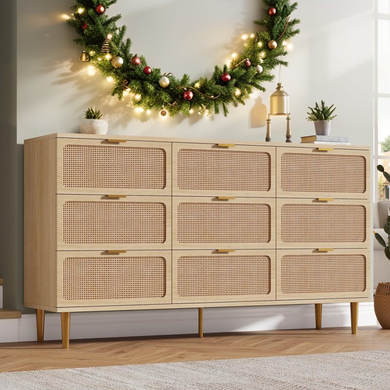150.9 cm W Chest of 9 Drawers, Yellow