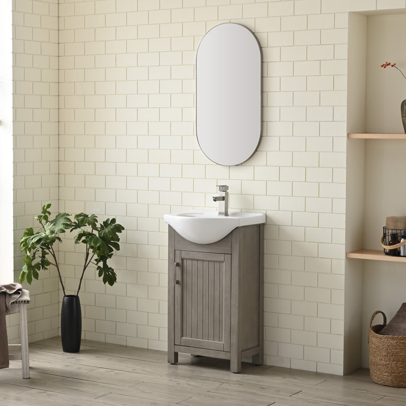 Meuble-lavabo simple 20 po avec plateau en céramique Boesch, Chêne brossé héritage
