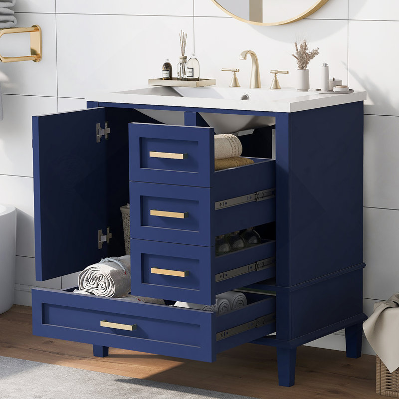 Ensemble de meuble-lavabo moderne 30 po avec meuble-lavabo 30 po, Bleu