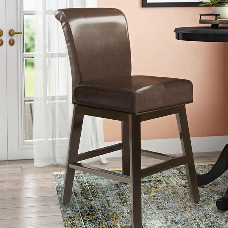 Tabouret de comptoir pivotant en cuir synthétique 28 pouces