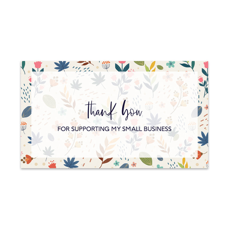 Merci de soutenir mes petites cartes de visite, fleurs et feuilles abstraites, paquet de 100, 2 x 3,5 pouces
