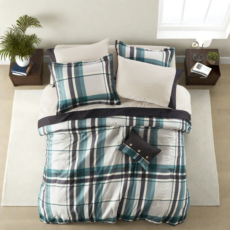 Ensemble de literie simple en microfibre TG, style écossais pour dortoir
