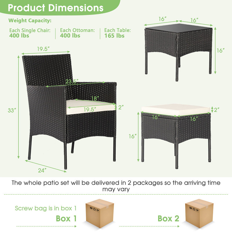 Red Barrel Studio® 8Pcs Ensemble de meubles de patio en rotin, canapé, repose-pieds, combinaison libre