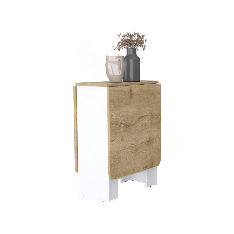 Table de salle à manger pliante Kailua, peu encombrante, pliable en 3 formes, Blanc