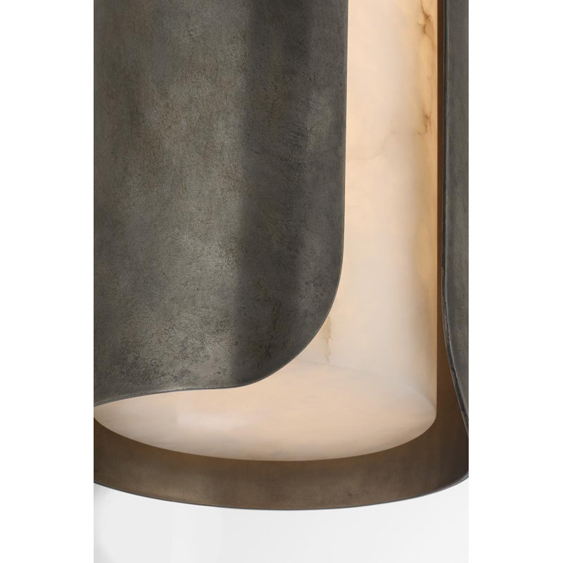 Anne-Marie Barton Armise 18" Sconce with Alabaster, 14" H x 7" W x 7.75" D, Mottled Pewter