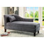 Banc de chaise d'appoint à aspect lin gris ardoise, garniture cloutée avec coussin pour adultes, salon