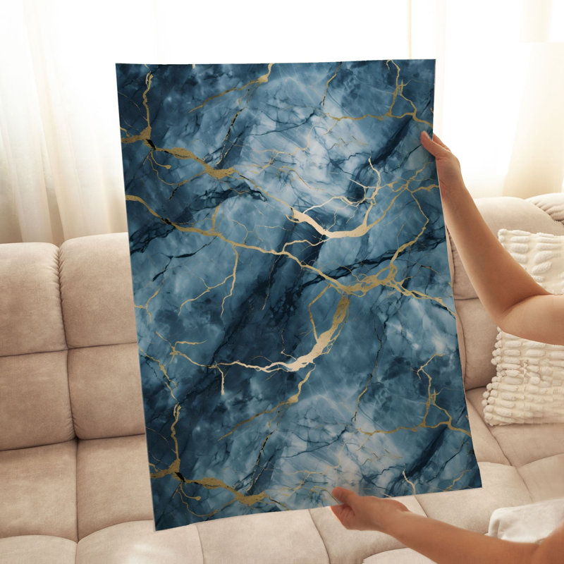 «Abstract Blue Geode Crystal Dream I», reproduction d'art moderne sans cadre, H 20 po x l 16 po