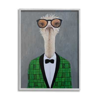 " Charming Ostrich Bird Bowtie Sunglasses Green Cardigan " by Coco De Paris