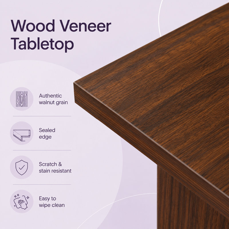 Table de salle à manger rectangulaire UNAROZ de 78 pouces avec base de rangement en placage de bois de noyer