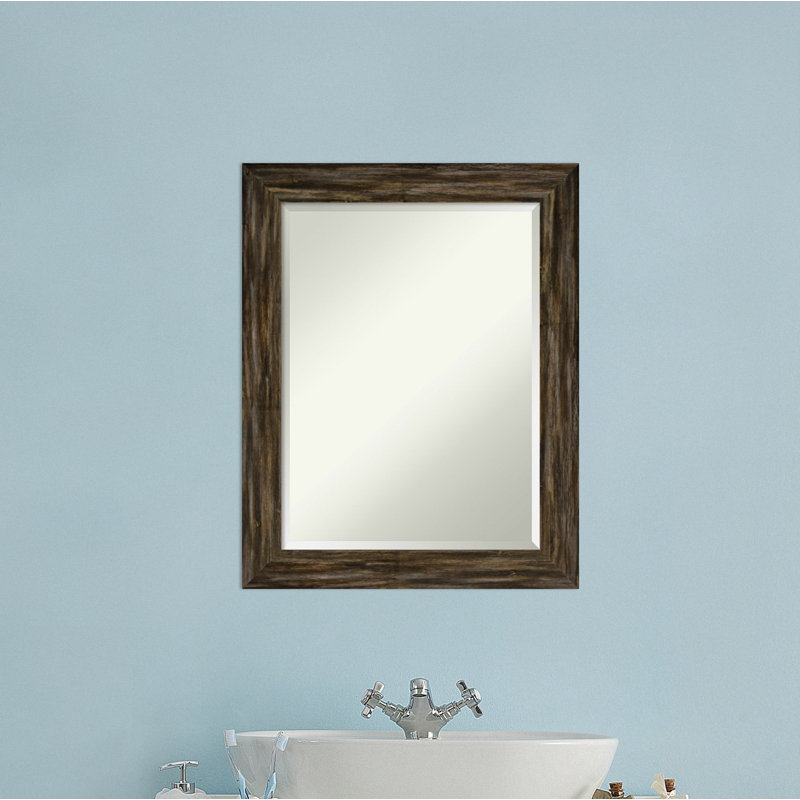 Flat Wall Mirror, 29" H x 23" W, Brown