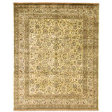 Hand Knotted Wool Area Rug in Gold And Beige