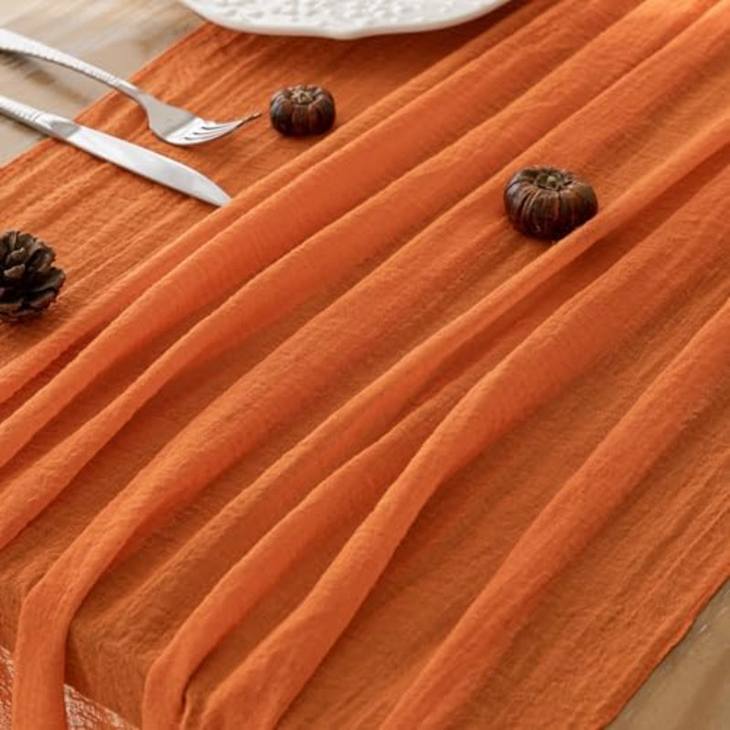 10Pcs Fall Orange Cheesecloth Table Runner 120 Inch Party Boho Home Décor