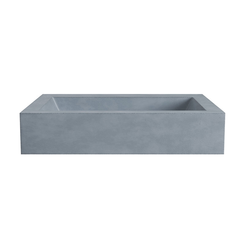 Natoma 24" Wall-Mounted Concrete Rectangular Bathroom Sink, No Faucet Hole, Ocean