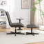 Ensemble de sièges 2 pièces Roundhill Furniture, fauteuil d'appoint et repose-pieds capitonnés en similicuir brun-1698572330-1698572329