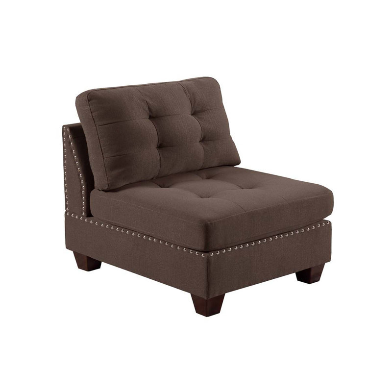 Meuble de salon capitonné sans accoudoirs 1pc, Tissu café