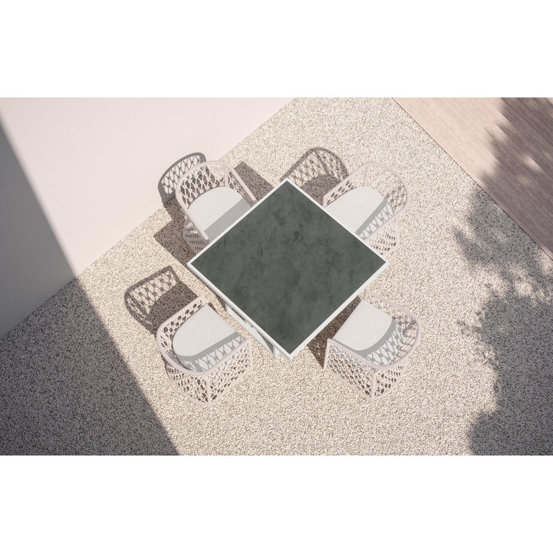 Pavia 48" Dining Table - Dekton Top, White, Micron